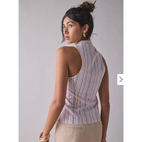 XS Urban Outfitters Party Girl Cotton Blend Pink Striped Vest NWT - Picture 2 of 6